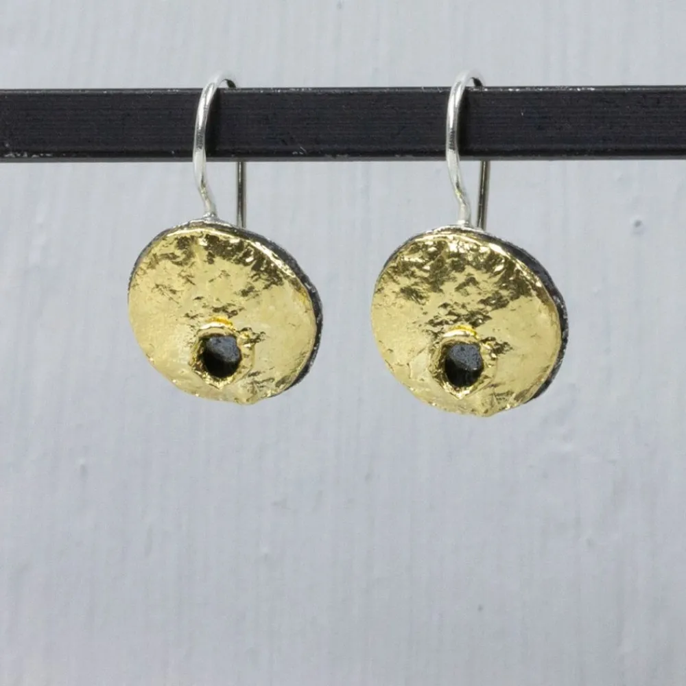 Jéh Jewels Touch Of Gold | Ohrhänger-Oorbellen zilver, oxy en verguld met krater