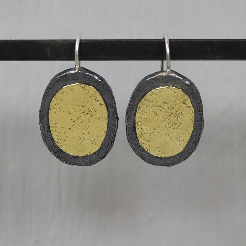 Jéh Jewels Touch Of Gold | Ohrhänger-Oorhanger zilver oxy en verguld ovaal