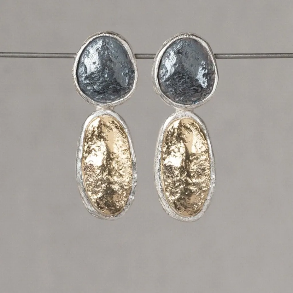 Jéh Jewels Touch Of Gold | Lang Ohrstecker-Oorsteker zilver oxy met zilver verguld