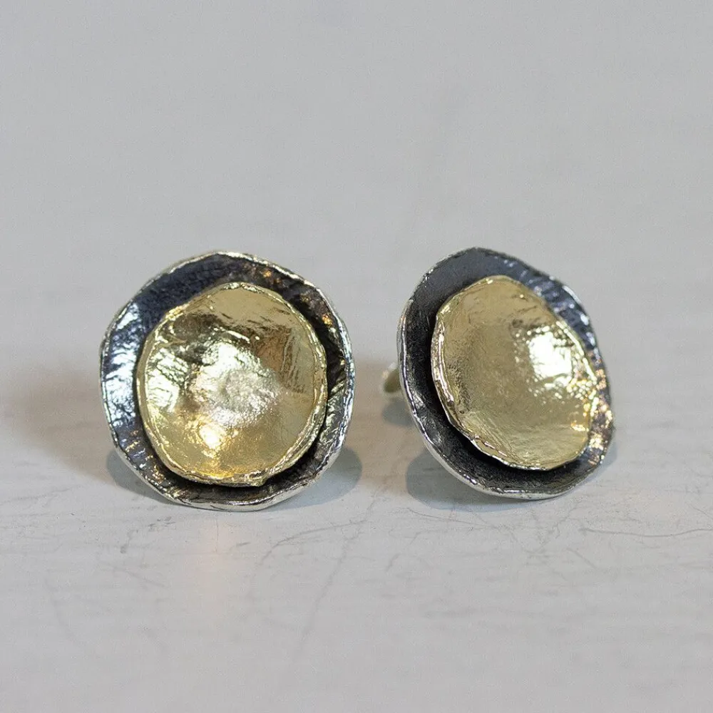 Jéh Jewels Touch Of Gold | Ohrstecker-Oorstekers rond zilver oxy met zilver verguld