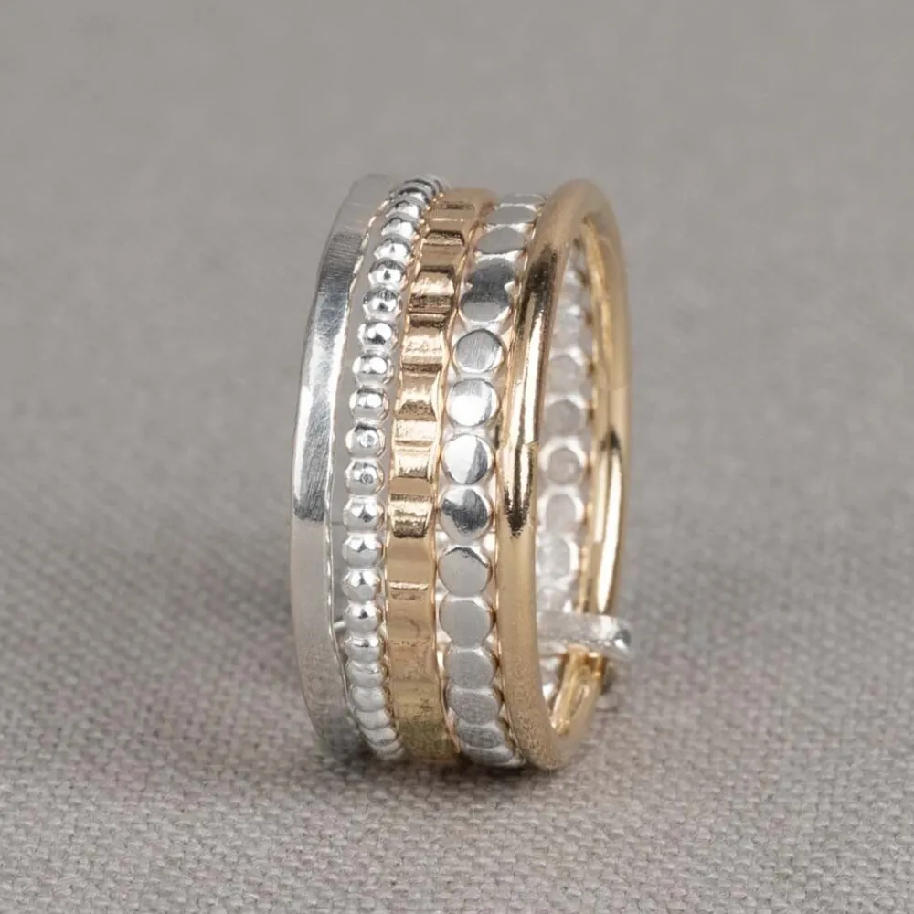 Jéh Jewels Touch Of Gold | Strapped-Ring LIMITED Silber + Goldfilled 5 Ringe