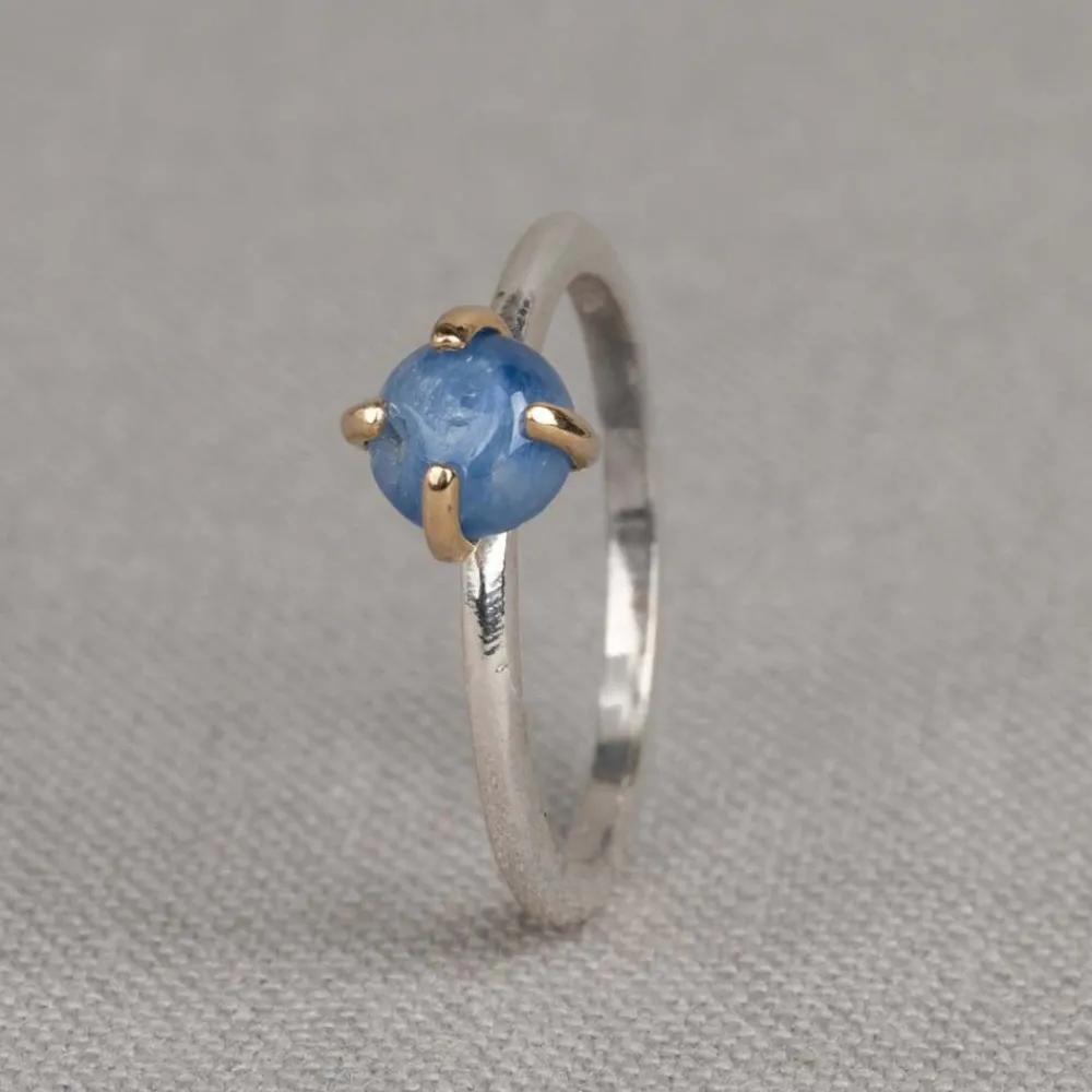 Jéh Jewels Mix & Match & 9 Carat | Edelsteine-Ring Silber + 9 Karat + Kyanit Rose