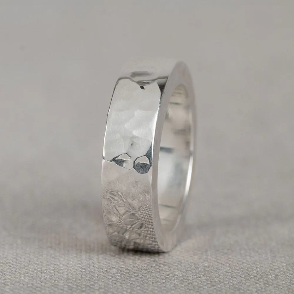 Jéh Jewels Silver-Ring Silber Hammerschlag, schwer