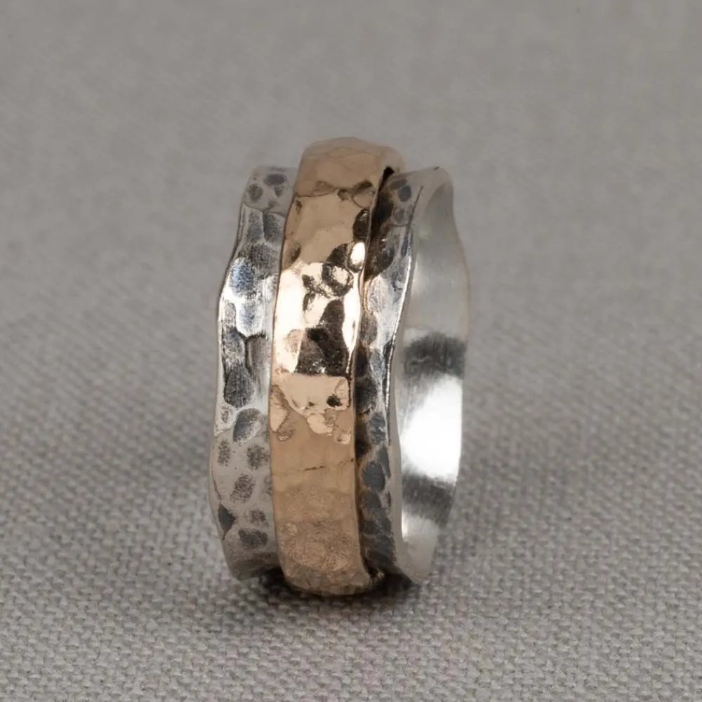 Jéh Jewels Touch Of Gold | Spinning-Ring Silber mit Goldfilled künstlerisch