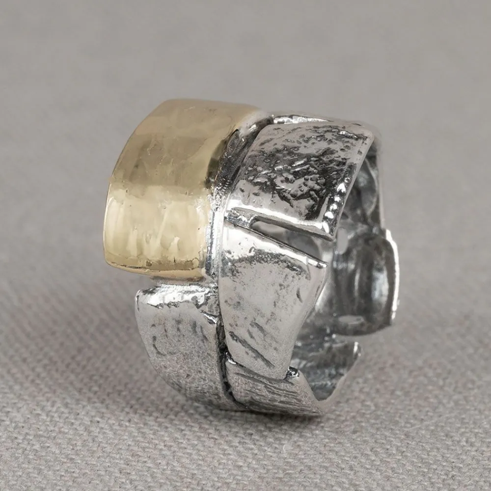 Jéh Jewels Touch Of Gold | 9 Carat-Ring Silber Oxy + 9 Karat Krone