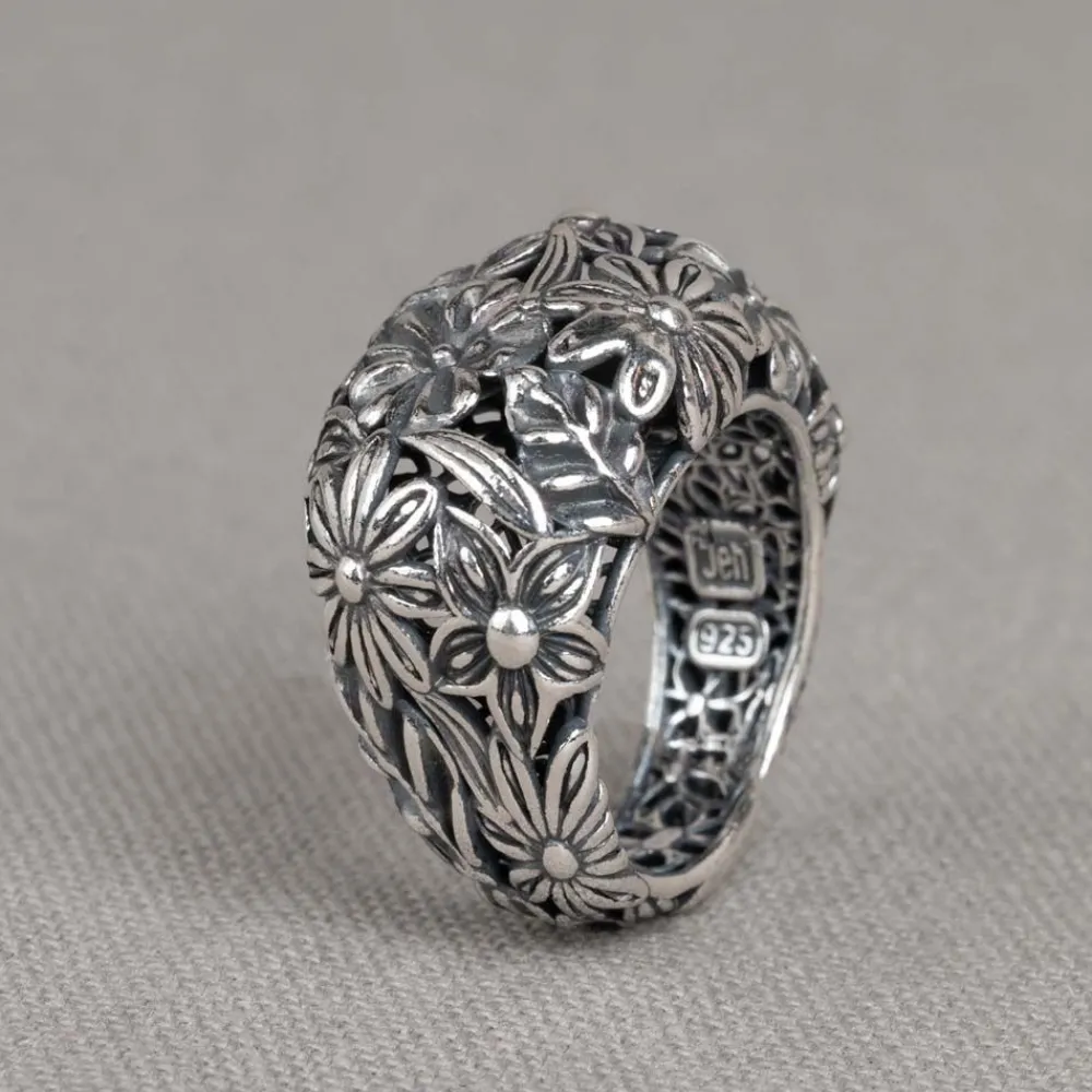 Jéh Jewels Silver-Ring Silber Oxy Big Flower Power