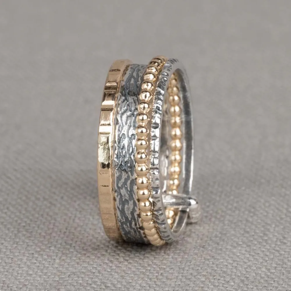 Jéh Jewels Touch Of Gold | Strapped-Ringe Goldfilled + Silberoxy