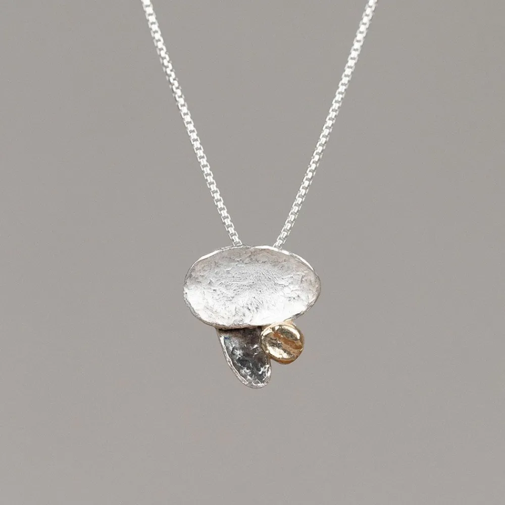 Jéh Jewels Touch Of Gold | Fine Line-Silberkette mit vergoldetem Anhänger