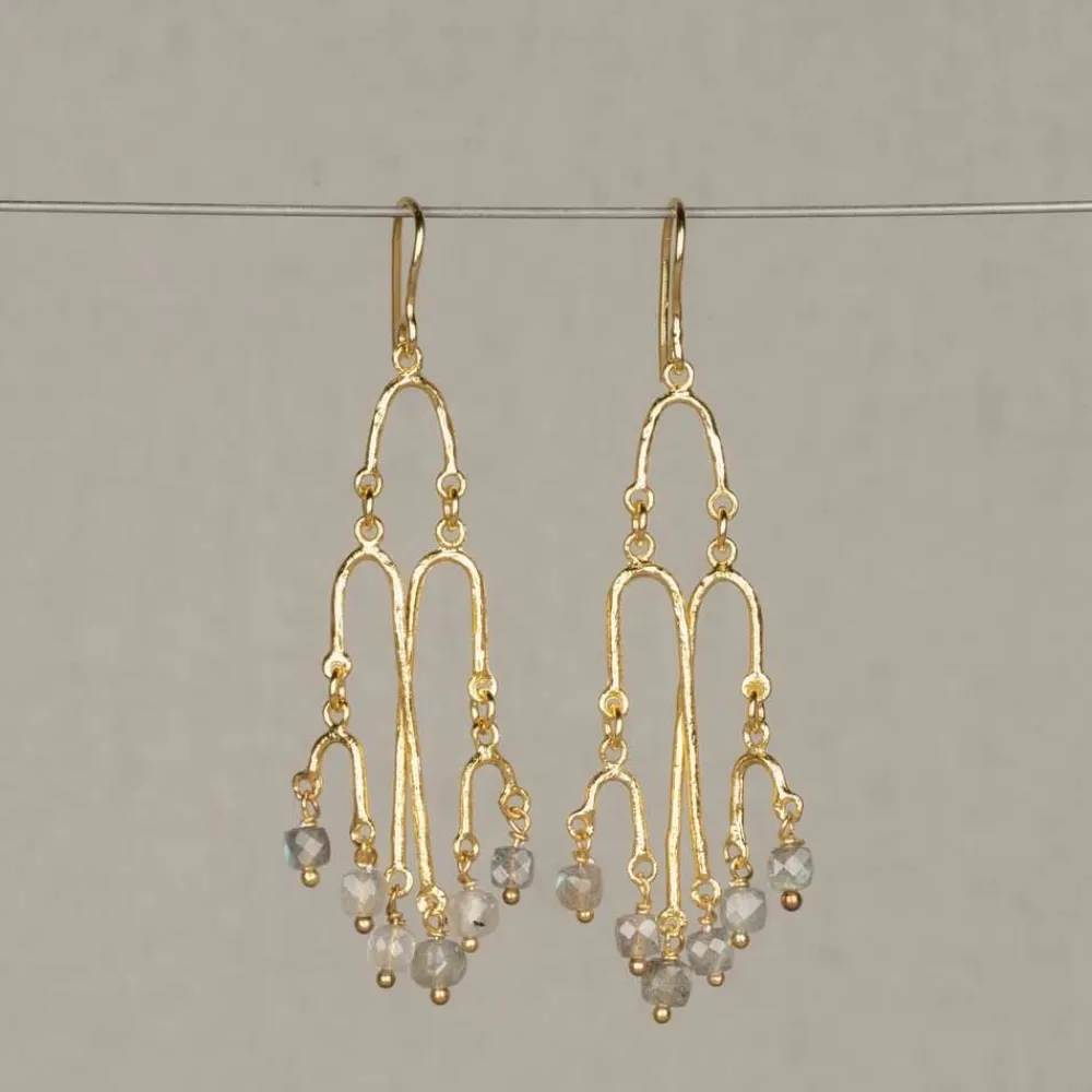 Jéh Jewels Touch Of Gold | Ohrhänger-Silbervergoldete Ohrringe + Labradorit-Traumfänger