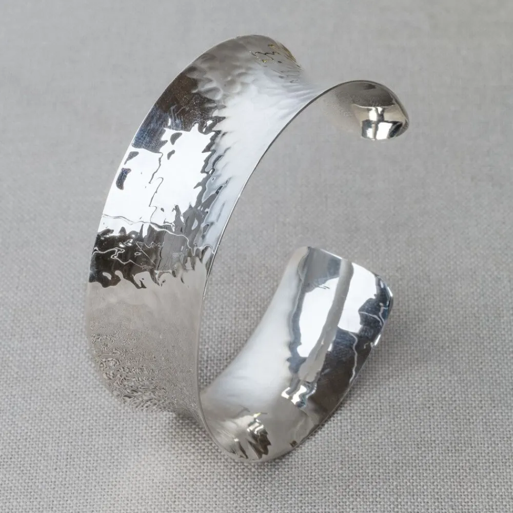 Jéh Jewels Silver | Clip Armbänder-Spannband mit Hammerschlag schmal schneiden