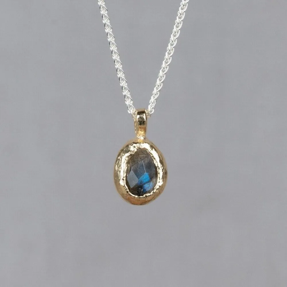 Jéh Jewels Touch Of Gold | Edelsteine-W - Halskette Silber + Labradorit