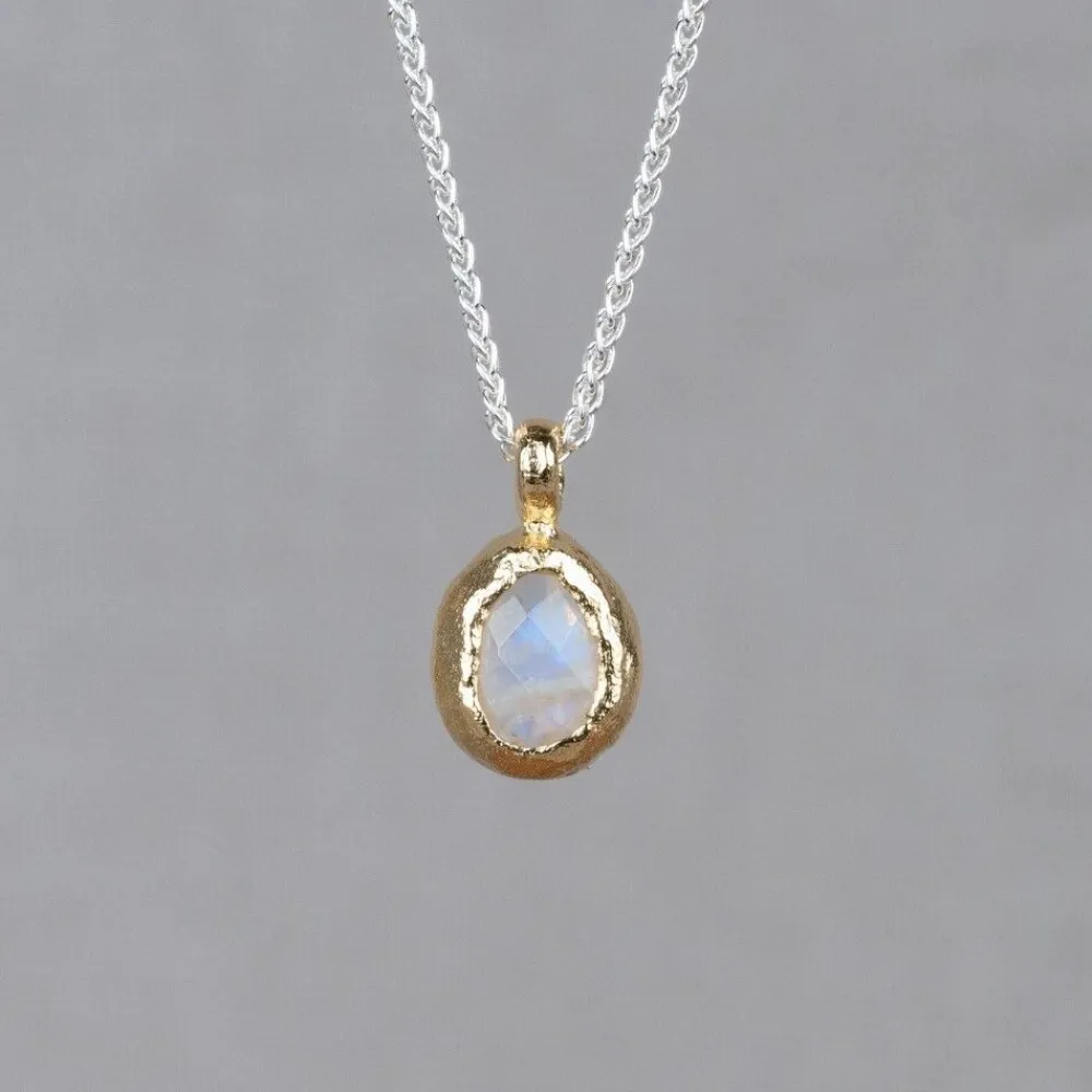 Jéh Jewels Touch Of Gold | Edelsteine-W - Halskette Silber + Mondstein